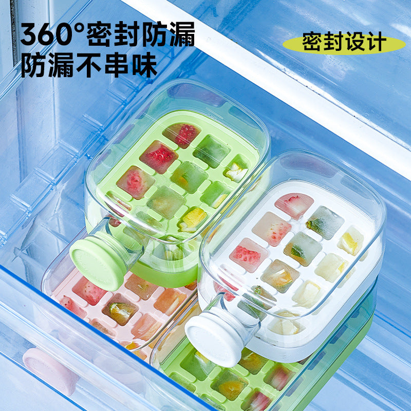 Press Ice Tray Ice Cube Mold Food Grade Household Silicone Ice Box Double-Layer Ice Making Without Opening the Lid Easy to Release Curling Ice